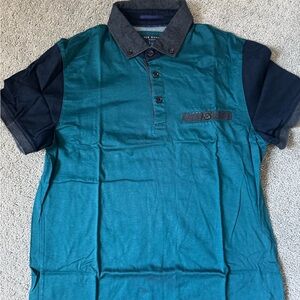 Ted Baker Teal Polo with Navy Sleeves and Contrast Collar